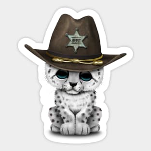 Cute Baby Snow Leopard Cub Sheriff Sticker